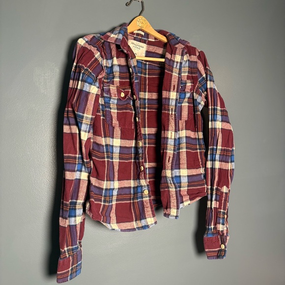 Abercrombie & Fitch Other - Abercrombie & Fitch Men’s XL Plaid Flannel Shirt Muscle Fit Burgundy Blue